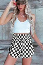 Load image into Gallery viewer, Black Checkered Print High Waist Casual Shorts