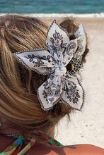Load image into Gallery viewer, Black Paisley Floral Print Bow Knot Hair Clip
