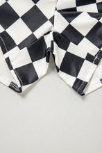 Load image into Gallery viewer, Black Checkered Print High Waist Casual Shorts
